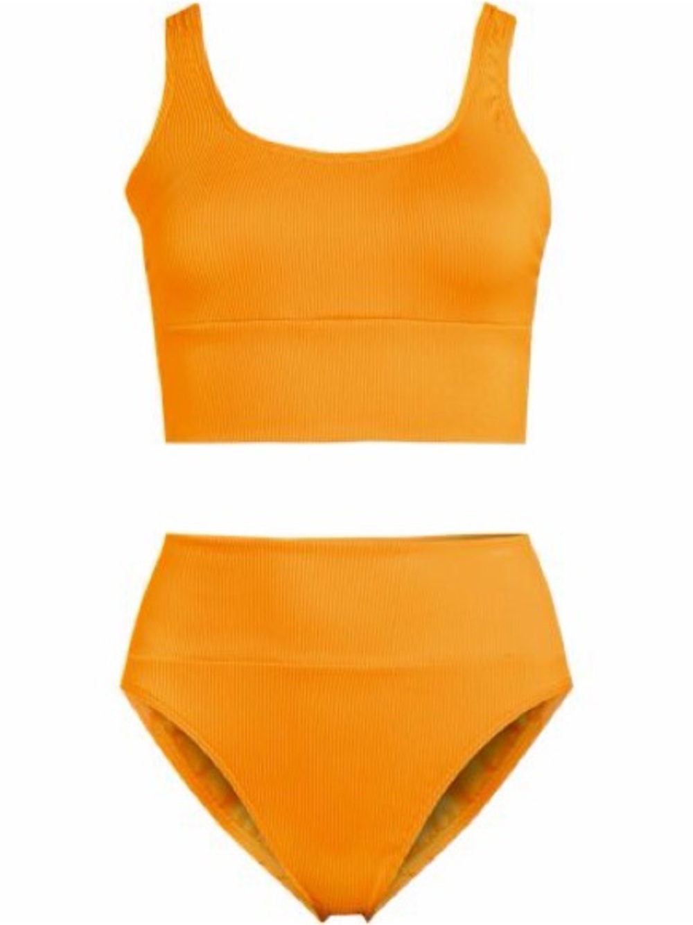 Lands End Orange Ribbed Midkini and High Waisted Bottom Swimsuit - size Large - Picture 3 of 6